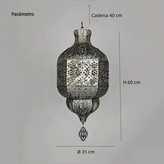 Lámpara Marroquí Colgante de Metal con Diseño Esculpido Regulable en Altura