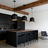Lámpara Colgante Sombrero LED Negra Diseño Moderno para Comedor