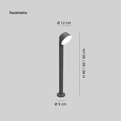 Baliza LED de jardín exterior IP65 luz cálida negra moderna