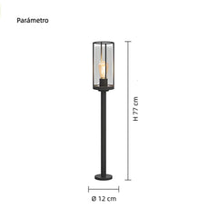 Baliza solar LED de jardín IP65 diseño farol negro moderno