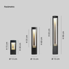 Baliza De Exterior Solar IP54 De Metal Diseño Moderno Negra