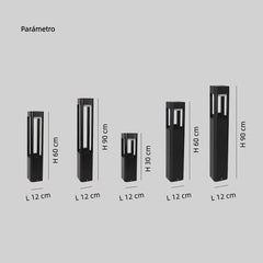 Baliza Solar De Exterior LED De Metal Diseño Moderno Jardín Negra