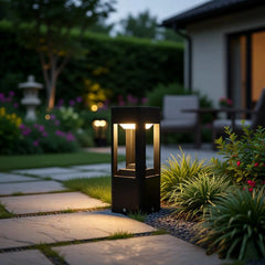 Baliza Solar De Exterior LED De Metal Diseño Moderno Jardín Negra