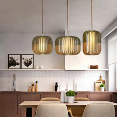Lámpara colgante farol de madera LED estilo nórdico para comedor