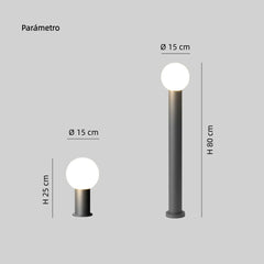 Baliza de Exterior Jardín LED con Sensor IP65 de Metal Diseño Moderno Negra