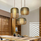 Lámpara colgante farol de madera LED estilo nórdico para comedor