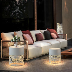 Lámpara Exterior de Pie LED Luz Suave de Metal Diseño Moderno Terraza Blanca