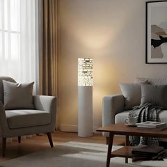 Lámpara Exterior de Pie LED Luz Suave de Metal Diseño Moderno Terraza Blanca