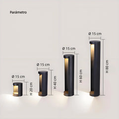 Baliza de Luz Para Jardin LED Solar de Diseño Moderno de Metal Negro