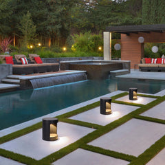 Baliza de Luz Para Jardin LED Solar de Diseño Moderno de Metal Negro