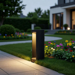 Baliza de Luz Para Jardin LED Solar de Diseño Moderno de Metal Negro