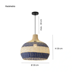 Lámpara Colgante de Ratán LED Esférica Estilo Bohemio para Comedor