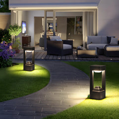 Baliza Exterior Solar LED de Diseño Moderno IP65 de Metal Negro para Jardín