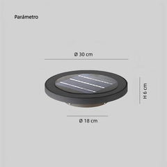 Lámpara Solar Exterior LED sin Cables Para Jardin Moderna Negra Redonda