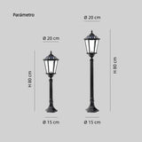 Farol de Exterior Solar LED IP65 Tipo Baliza de Jardín Negra