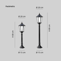 Farol de Exterior Solar LED IP65 Tipo Baliza de Jardín Negra