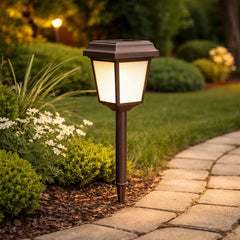 Lámpara de Estaca de Jardín Solar IP65 de Vidrio Tipo Farol