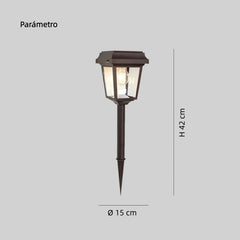 Lámpara de Estaca de Jardín Solar IP65 de Vidrio Tipo Farol