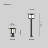 Baliza Exterior Solar IP65 de Diseño Moderno para Jardín Tipo Farol Negra