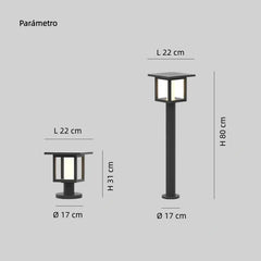 Baliza Exterior Solar IP65 de Diseño Moderno para Jardín Tipo Farol Negra