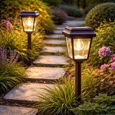 Lámpara de Estaca de Jardín Solar IP65 de Vidrio Tipo Farol