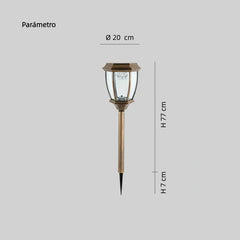 Lámpara de Estaca para Jardín Solar LED de Vidrio Tipo Farol