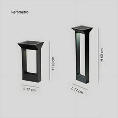 Baliza Solar de Jardín LED IP65 de Diseño Moderno Rectangular Negra