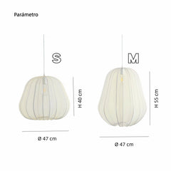 Lámpara Colgante Tela Blanca LED Tipo Farol Estilo Japonés Comedor