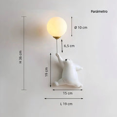 Aplique Infantil LED Blanco Diseño Oso para Dormitorio Infantil