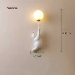 Aplique Infantil LED Blanco Diseño Oso para Dormitorio Infantil