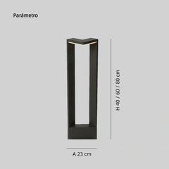 Baliza de jardin LED negra metal diseño moderno IP65