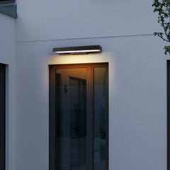 Aplique de pared exterior moderno negro rectangular con sensor de movimiento