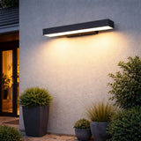 Aplique rectangular exterior LED con sensor de movimiento IP65 negro para porche
