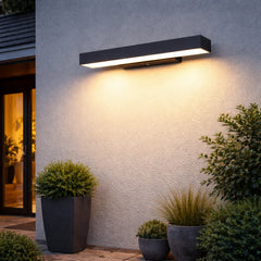 Aplique de pared exterior moderno negro rectangular con sensor de movimiento