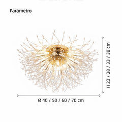 Lámpara de techo sputnik LED de cristal de diseño moderno para salón