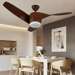 Ventilador de techo con luz 3 aspas diseño nórdico LED silencioso motor DC 132 cm salón
