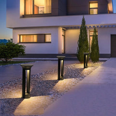 Baliza Solar LED para Jardín Exterior IP65 de Diseño Moderno en Metal Negro
