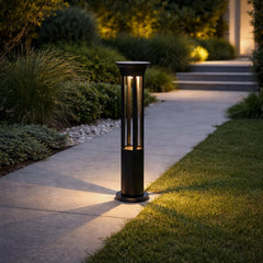 Baliza Solar LED para Jardín Exterior IP65 de Diseño Moderno en Metal Negro