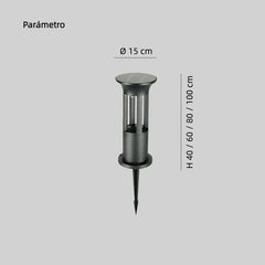 Baliza Solar LED para Jardín Exterior IP65 de Diseño Moderno en Metal Negro