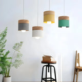 Lámpara colgante nórdica cilíndrica LED color Morandi para comedor