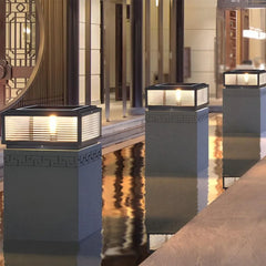 Lampara solar sobremuro rectangular de vidrio regulable IP65 moderno para jardín