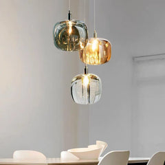Lámpara colgante moderna de cristal con LED en forma de manzana para comedor