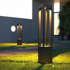 Baliza para Exterior LED con Sensor IP65 Moderna Negra Rectangular para Jardín