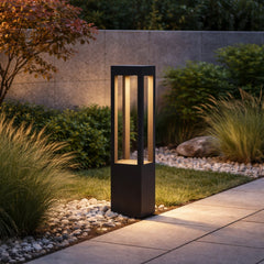 Baliza para Exterior LED con Sensor IP65 Moderna Negra Rectangular para Jardín
