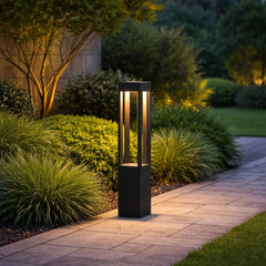 Baliza para Exterior LED con Sensor IP65 Moderna Negra Rectangular para Jardín