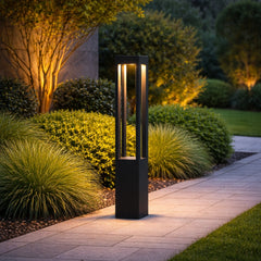 Baliza para Exterior LED con Sensor IP65 Moderna Negra Rectangular para Jardín