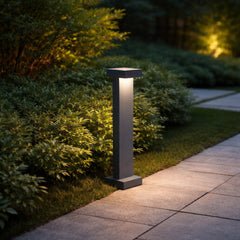 Baliza de Exterior Solar LED con Sensor IP65 de Diseño para Jardín Negra