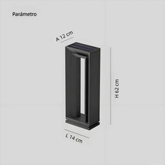 Baliza Exterior Solar IP65 de Diseño Moderno Rectangular para Jardín Negra