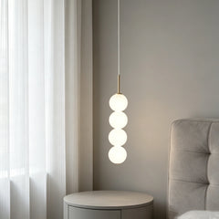Lámpara colgante con globos de vidrio blanco LED de diseño moderno para dormitorio