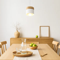 Lámpara colgante nórdica cilíndrica LED color Morandi para comedor